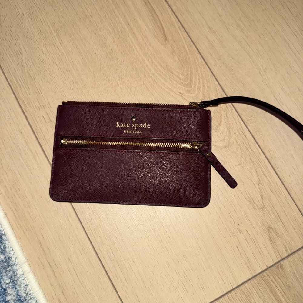 kate spade Saffiano Leather Wristlet in Burgundy
